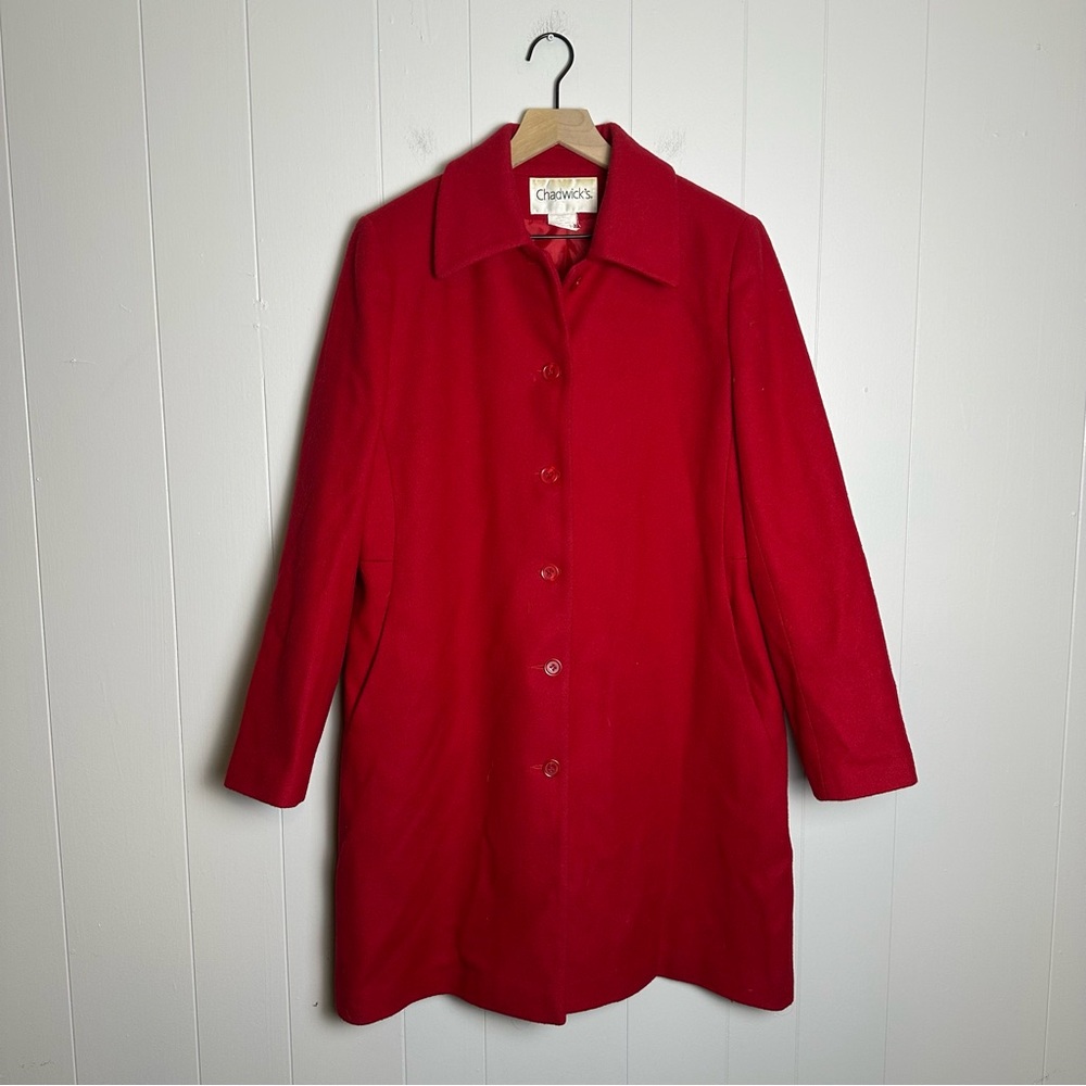 100% Wool Red Chadwicks Trench Coat